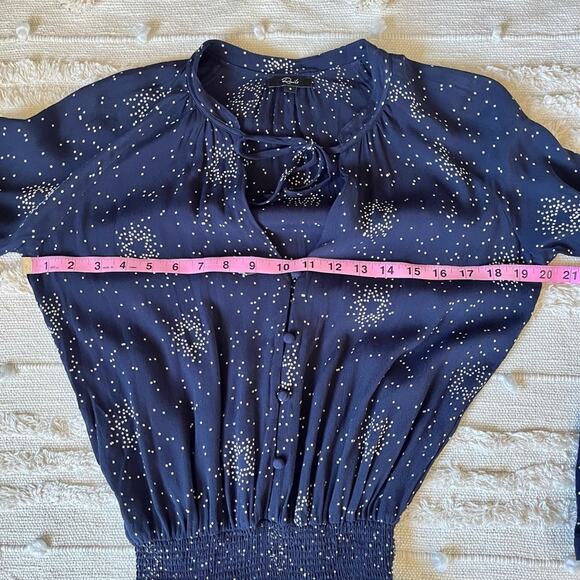Rails Jasmine Star Mini Dress In Navy Nova Smocked Long Sleeve small - Picture 7 of 14